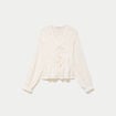 Blouse ajust&eacute;e col v dentelle pliss&eacute;e ecru femme
