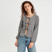 Blouse nouée manches longues blanc femme