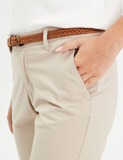 Pantalon chino 7/8ème beige femme