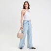 Débardeur ajusté cropped col montant blanc femme