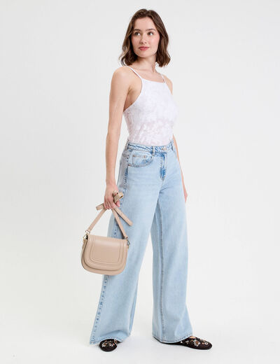 Débardeur ajusté cropped col montant blanc femme
