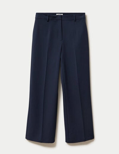 Pantalon bootcut taille haute bleu marine femme