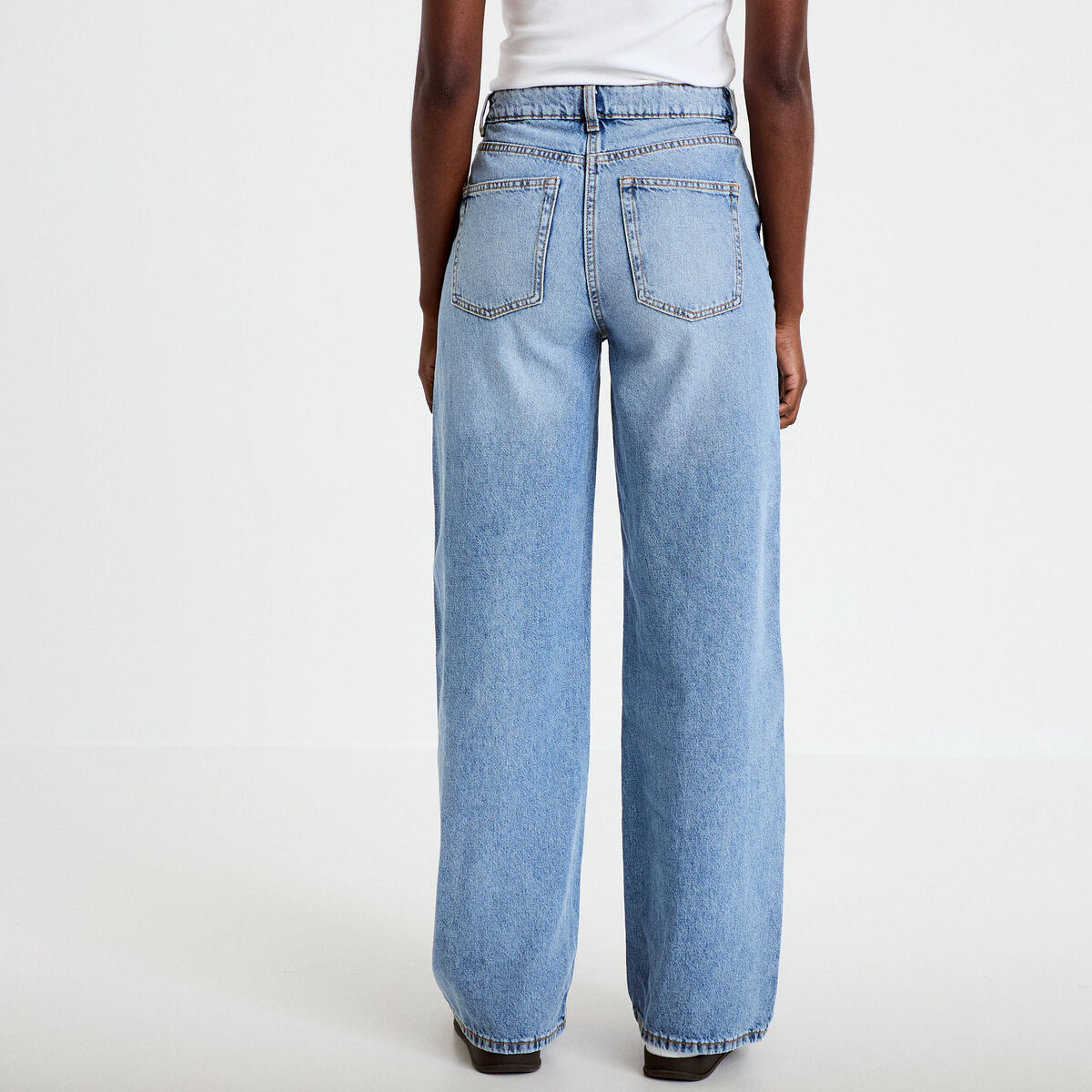 Jeans wide leg taille haute denim double stone femme