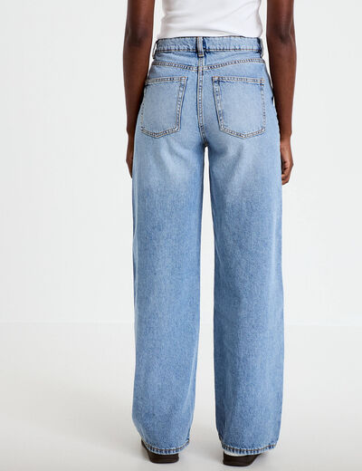 Jeans wide leg taille haute denim double stone femme