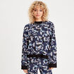 Pull manches longues col rond bleu marine femme