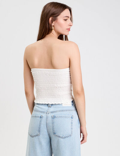 Bustier cintré sans manches ecru femme