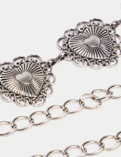 Ceinture fine avec cha&icirc;ne gris argent femme