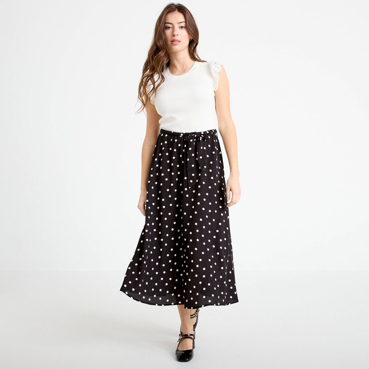 Robe longue bi-mati&egrave;re noir femme
