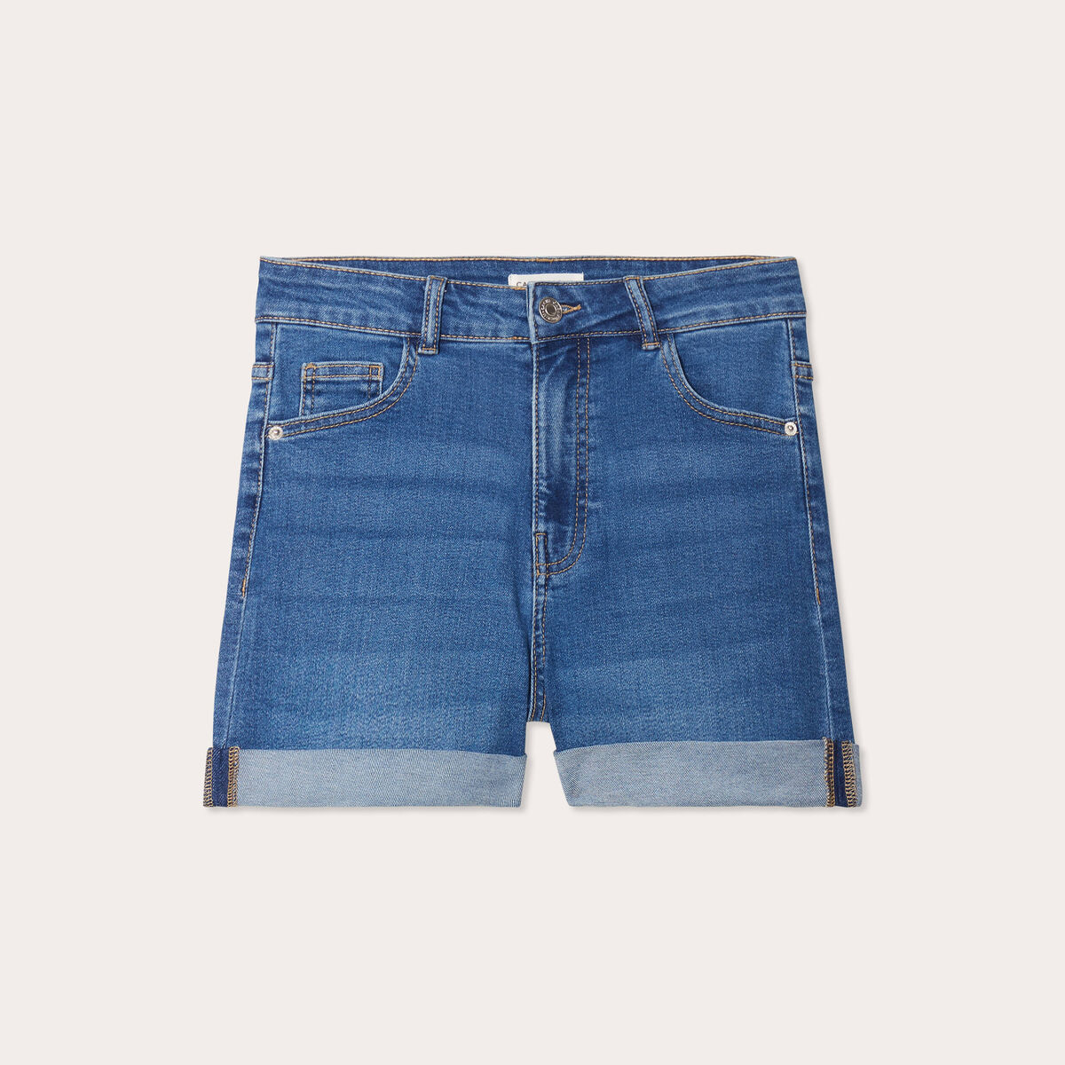 Short droit en jean denim stone femme