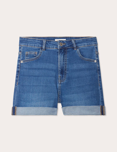 Short droit en jean denim stone femme