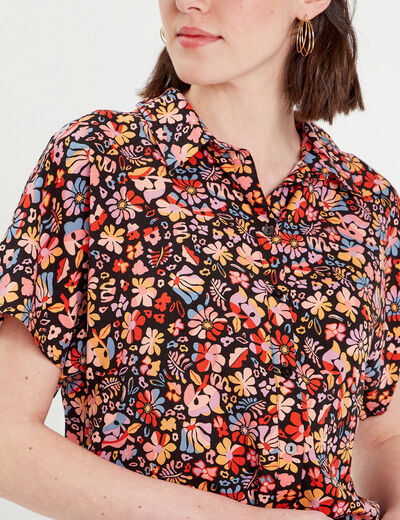 Chemise manches courtes noir femme