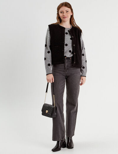 Pull manches longues gris foncé femme