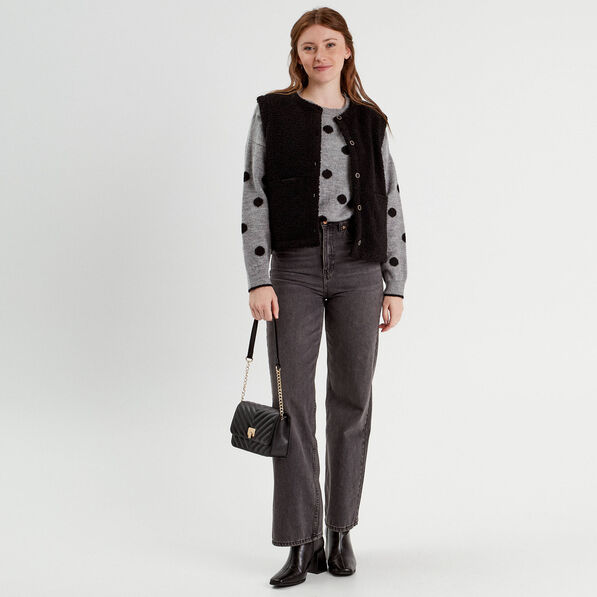 pull manches longues gris fonce femme Pull manches longues gris foncé femme