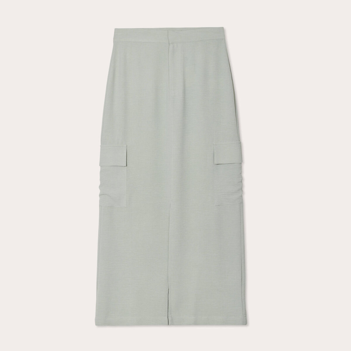 Jupe droite poches à rabat vert olive femme