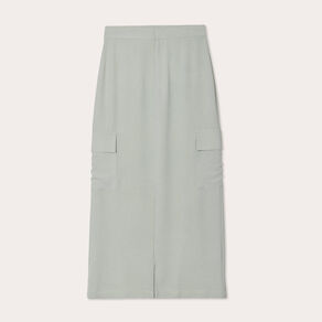 Jupe droite poches à rabat vert olive femme