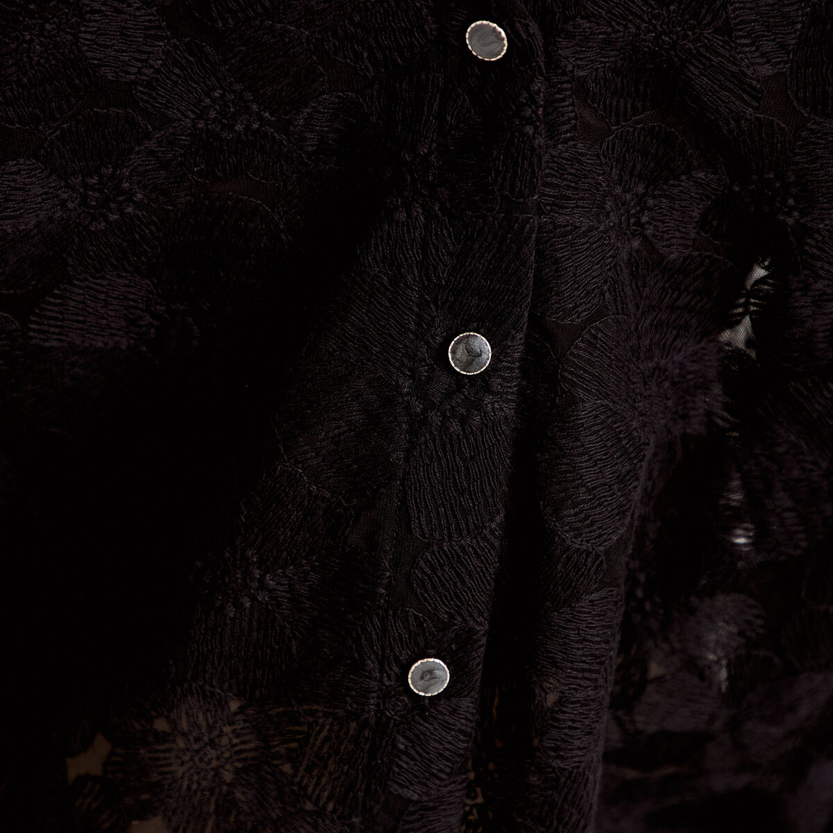 Blouse droite col v en dentelle noir femme