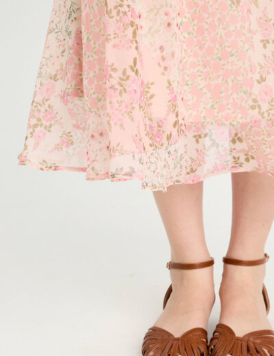 Jupe longue évasée rose pastel femme