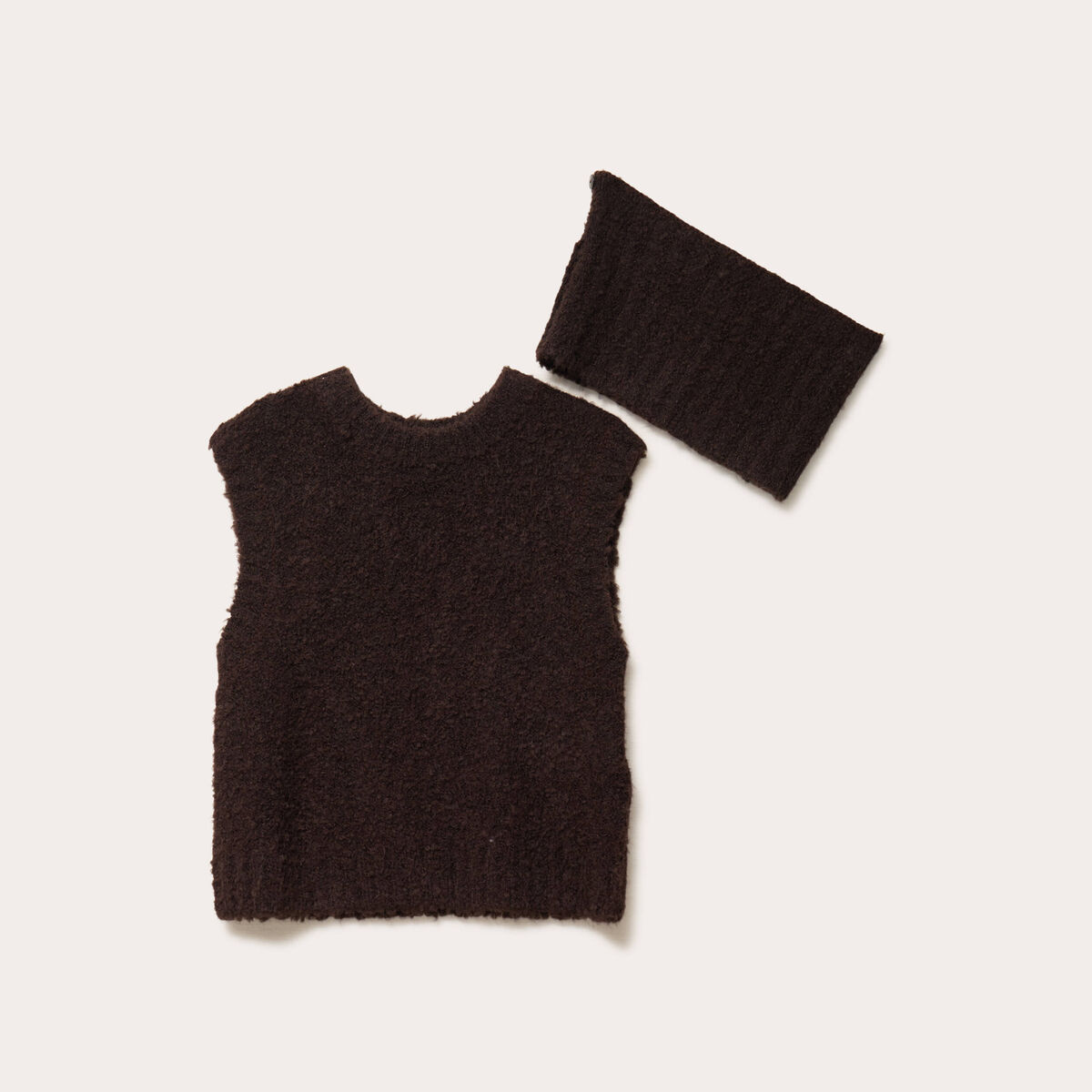 Pull 2-en-1 col amovible marron fonc&eacute; femme