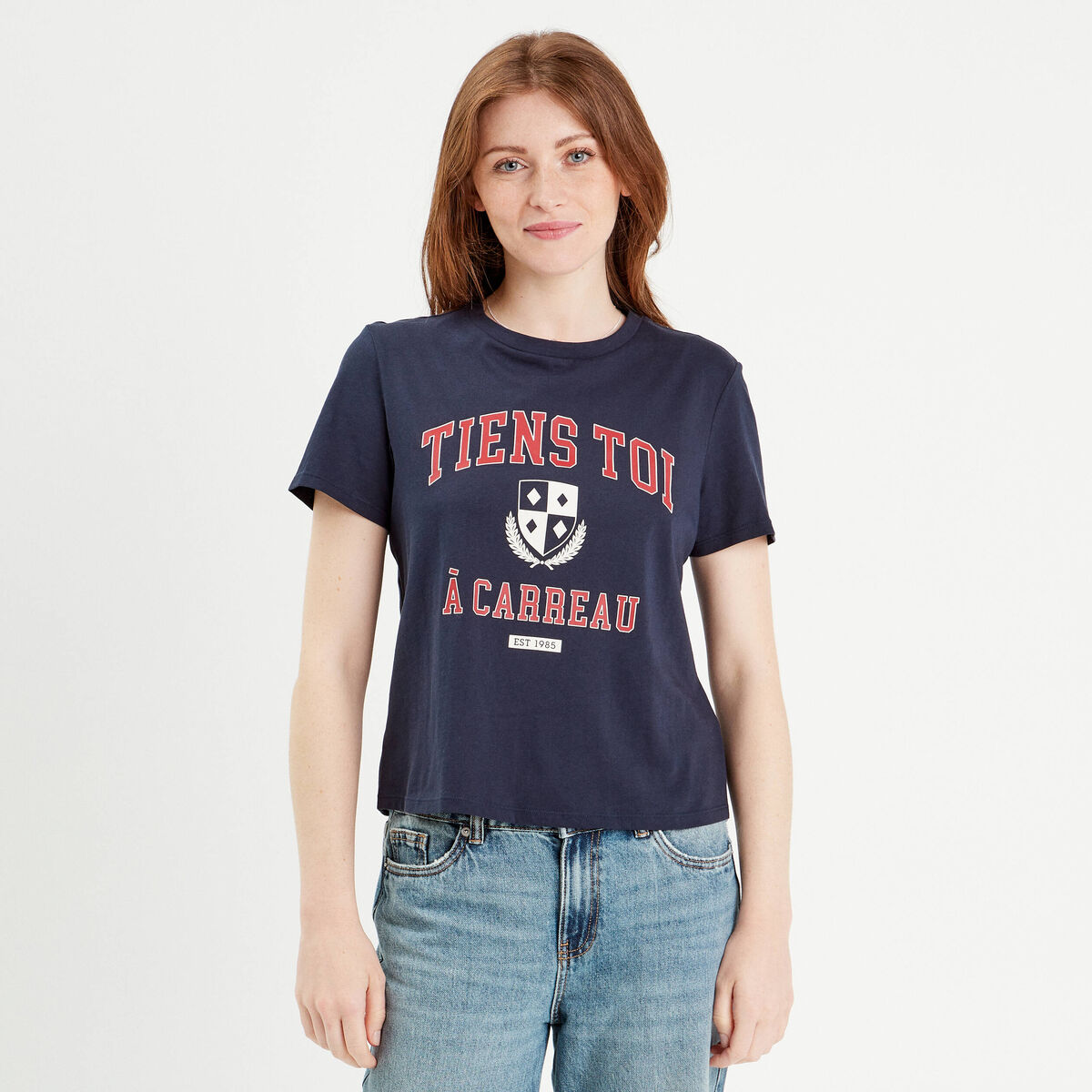 T-shirt manches courtes bleu marine femme
