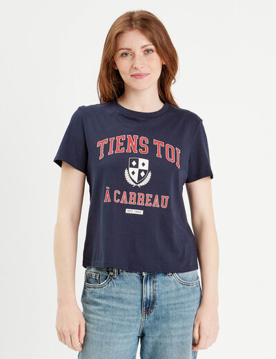 T-shirt manches courtes bleu marine femme