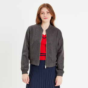 veste teddy zippee gris fonce femme Veste teddy zippée gris foncé femme