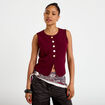 Gilet sans manches col rond bordeaux femme
