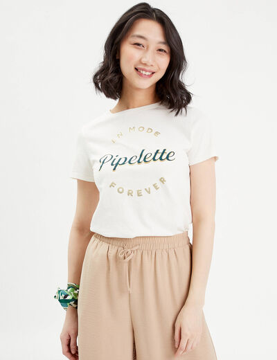 T-shirt manches courtes ecru femme