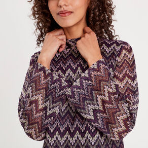 Robe trapèze col montant violet femme