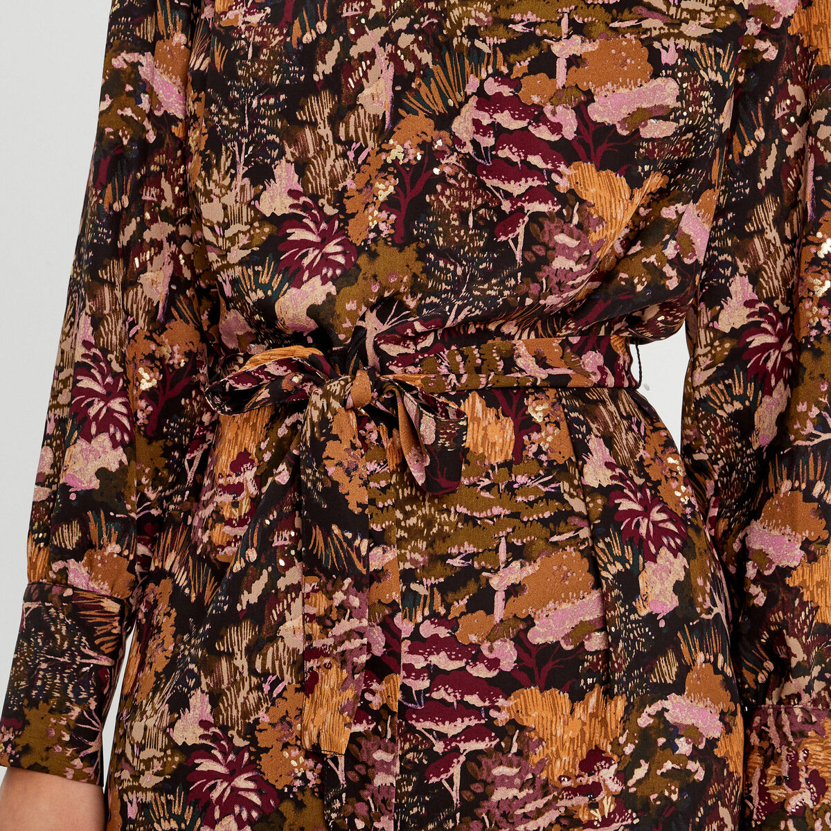 Robe droite ceinturée noir femme