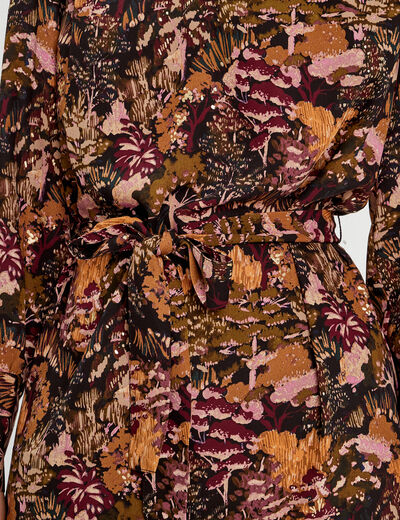 Robe droite ceinturée noir femme