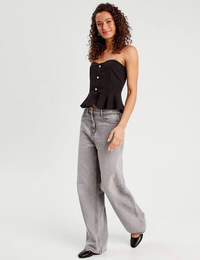 Bustier cropped avec boutons noir femme