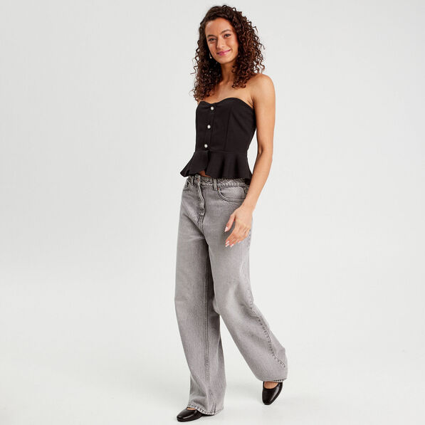 bustier cropped avec boutons noir femme Bustier cropped avec boutons noir femme
