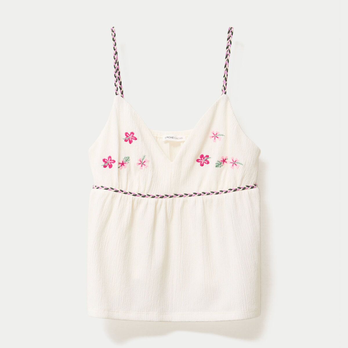 D&eacute;bardeur ajust&eacute; d&eacute;tail broderie ecru femme
