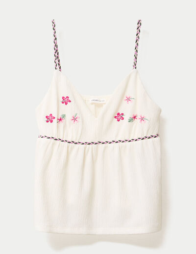 D&eacute;bardeur ajust&eacute; d&eacute;tail broderie ecru femme