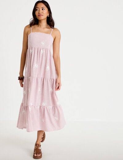 Robe longue &eacute;vas&eacute;e &agrave; fines bretelles rouge femme