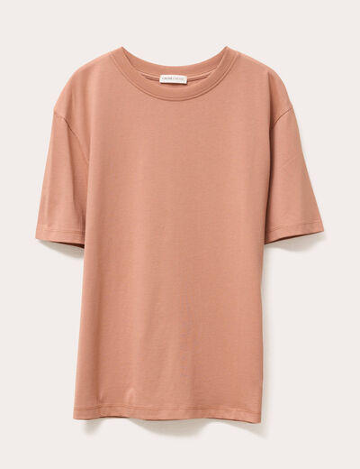 T-shirt oversize col rond vieux rose femme