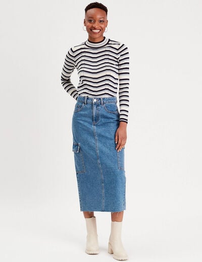 Pull col montant blanc femme