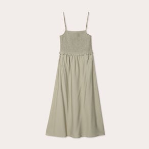 robe midi evasee smockee vert kaki femme Robe midi évasée smockée vert kaki femme