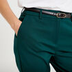Pantalon cigarette ceintur&eacute; vert fonc&eacute; femme