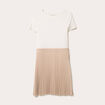 Robe droite pliss&eacute;e sable femme