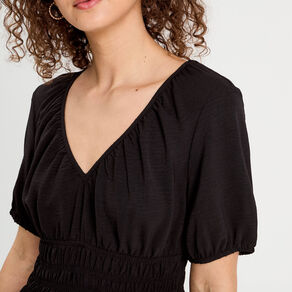 Robe évasée fluide noir femme