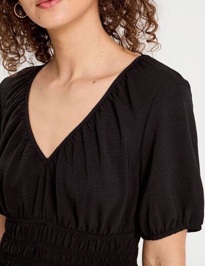 Robe évasée fluide noir femme