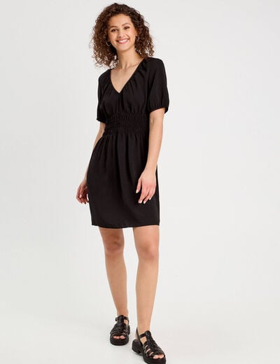Robe évasée fluide noir femme