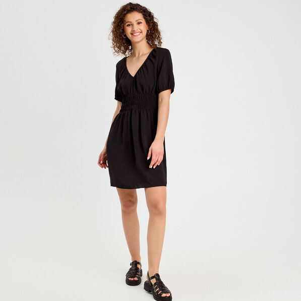 Robe évasée fluide noir femme