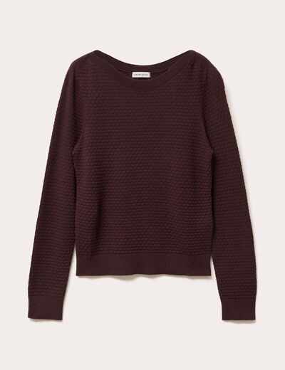 Pull col bateau marron foncé femme