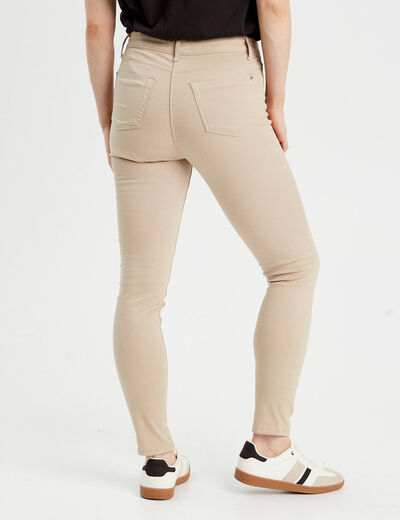 Jeans slim 5 poches taupe femme