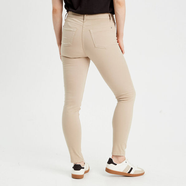 Jeans slim 5 poches taupe femme