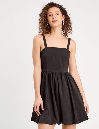 Robe évasée effet boule noir femme