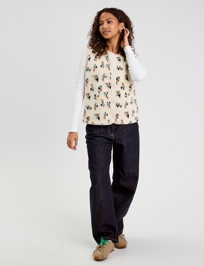 Gilet réversible sans manches ivoire femme