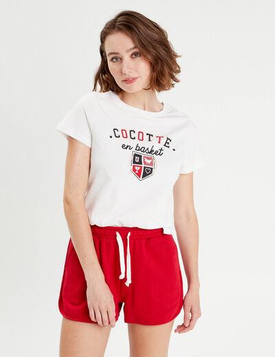 T-shirt manches courtes blanc femme